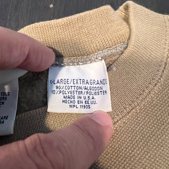 90s vintage Arizona Jean Company Men's Beige Crewneck Sweatshirt XL - Picture 4 of 4